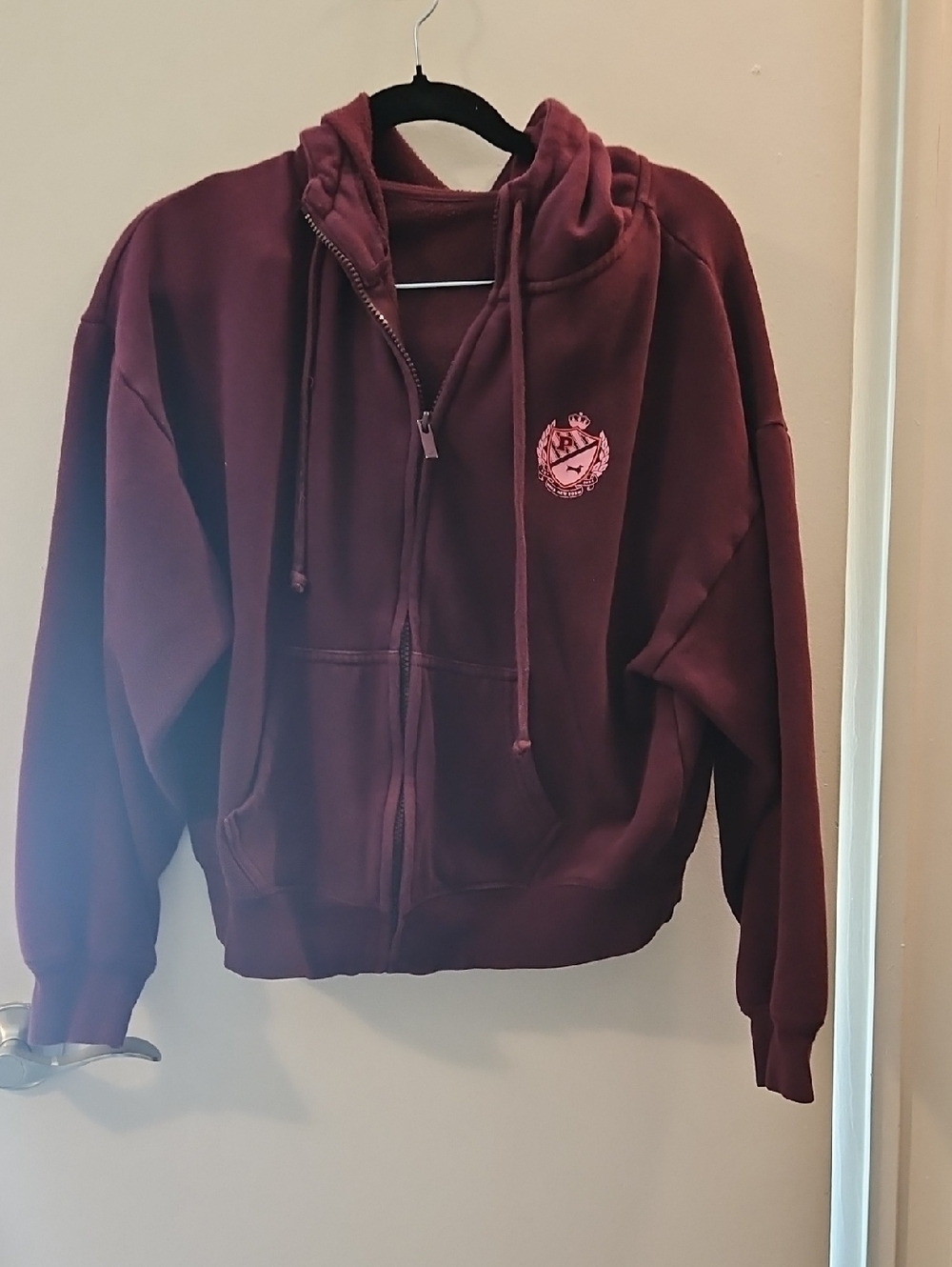 PINK Victoria's Secret Maroon Hooded Zip Sweatshirt